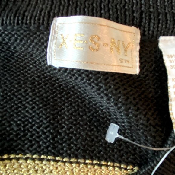 NEW XES-NY Gold & Black Striped Sweater Mob Wife Avant Garde - Picture 7 of 9